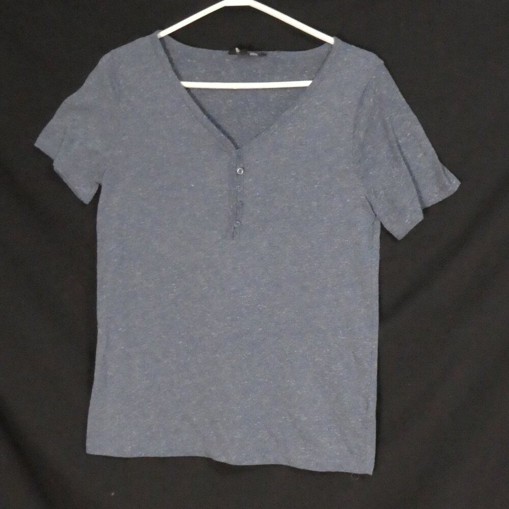 GEORGE | xs - extra small | Heather Blue Henley Short Sleeve Shirt